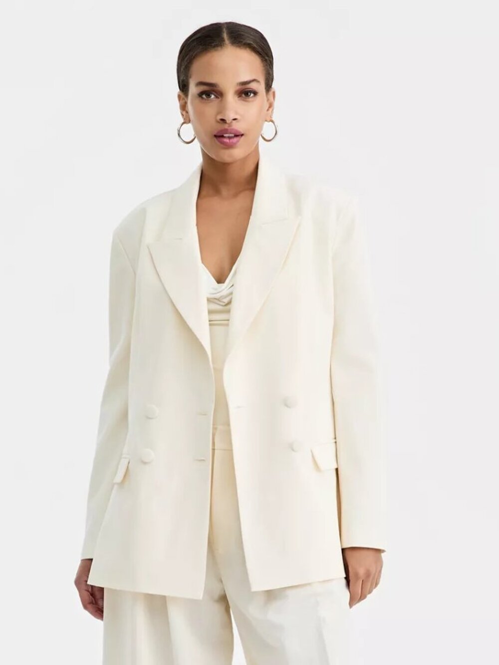 Blazer by BAR III eggnog double-breasted  notch collar with pockets NW$70T